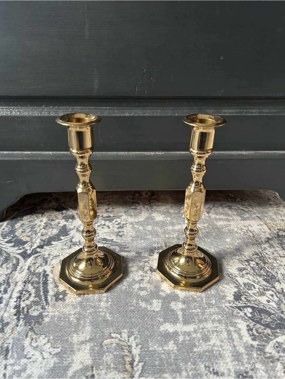 Baldwin Brass Candlestick Pair - Polished Gold Tone